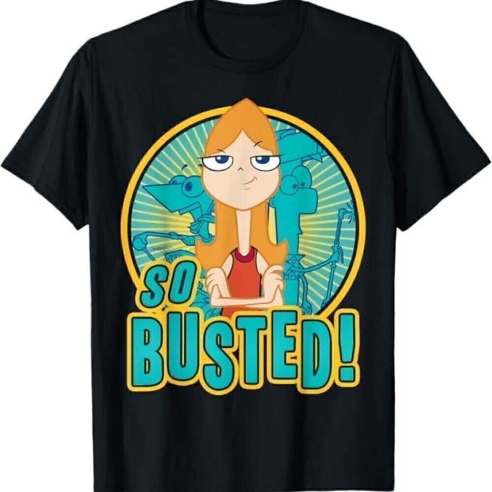 Phineas And Ferb So Busted Cartoon Fan Graphic T-Shirt .